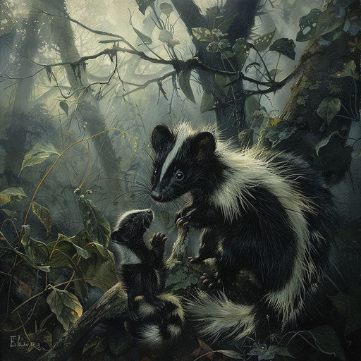 Hunting lesson in misty forest