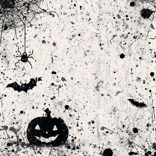 Scattered Black Paint and Silhouettes on White