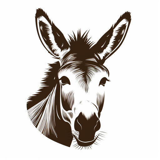 Minimalist style donkey clipart on white background