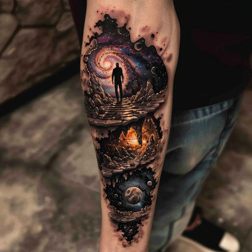 Tattoo for men with cosmic scene