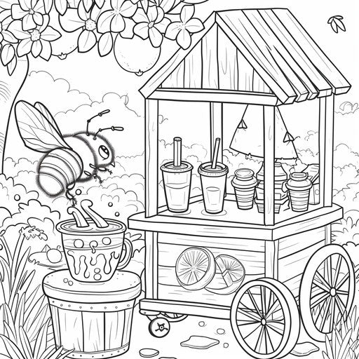A playful bee at a lemonade stand