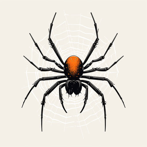 Spider on gothic web in simple line drawing style