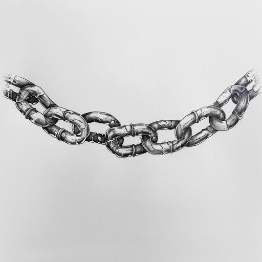 Black and grey chain tattoo design, realistic shading