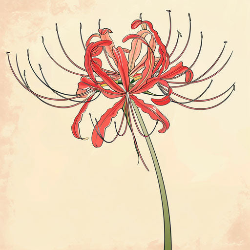 Delicate red poppy in tattoo sketch style