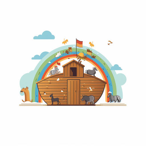 Noah's ark minimalist clipart, on white background