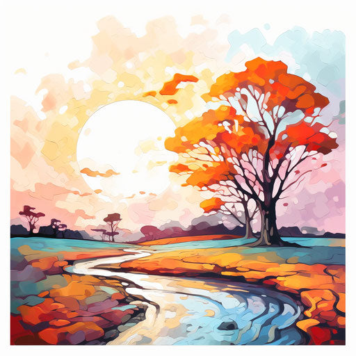 Day clipart in the style of Oil painting, on a white background