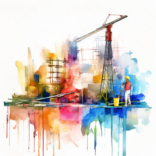 Under construction clipart in the style of Impressionistic Art