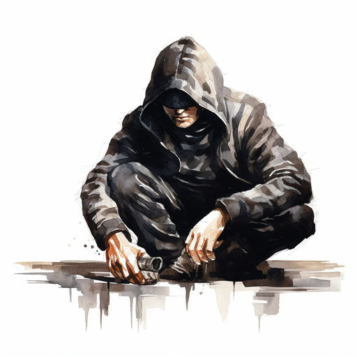Robber clipart in the style of Oil painting