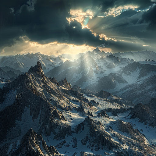 The Sierra Nevada Mountains with dramatic lighting