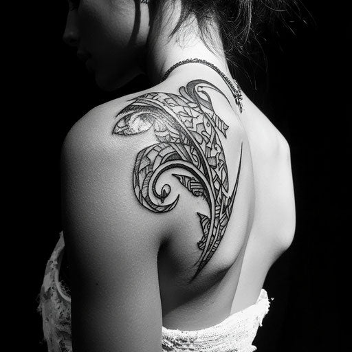 Shoulder tattoos for females with tribal patterns