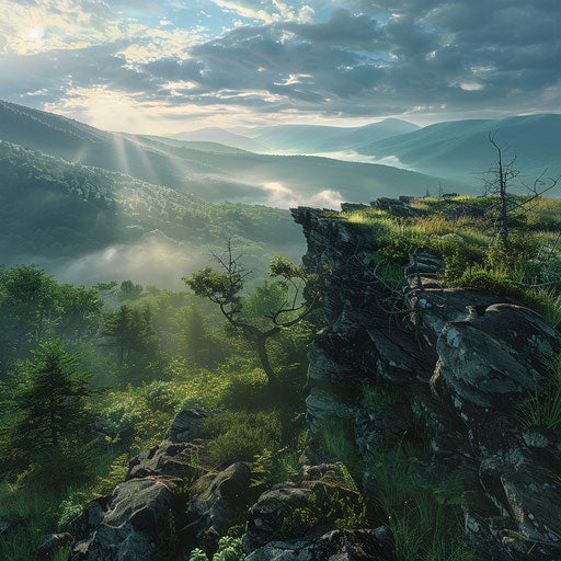 Catskill Mountains with rugged terrain, in the style of Max Rive