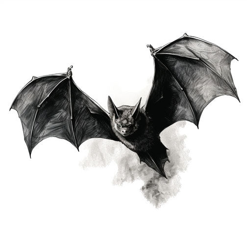 Bat in Chiaroscuro Art Style, on White Background