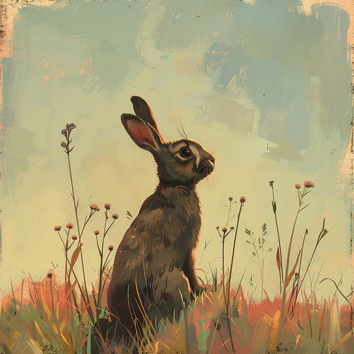 Alert rabbit in the meadow