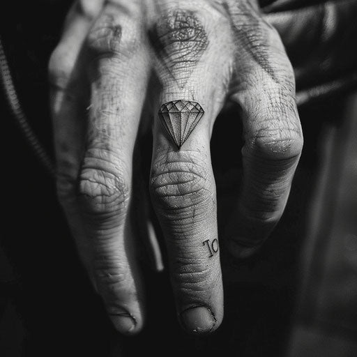 Wedding ring tattoo in diamond shape design