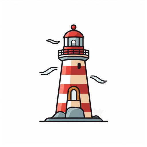 Lighthouse clipart in minimalist style, on white background