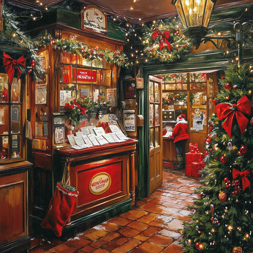 Christmas post office with letters to Santa