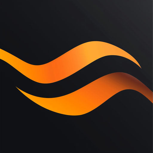 Modern logo in orange and black with a dynamic background