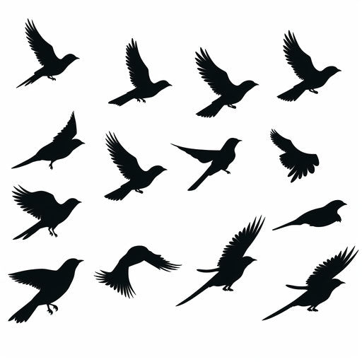 Birds silhouette in Minimalist style on white background