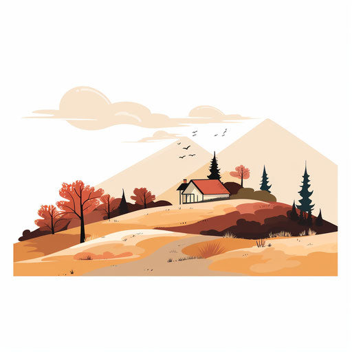 Minimalist landscape illustration on white background