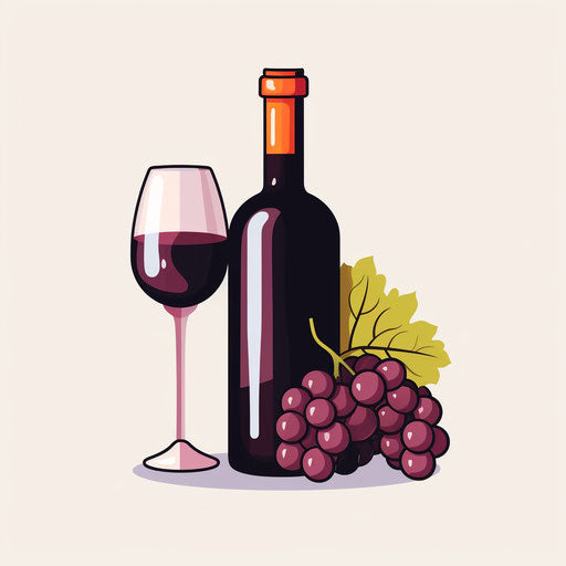 Wine illustration in minimalist style, on white background