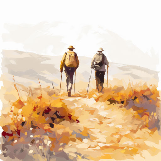 Hiking clipart in Impressionistic Art style