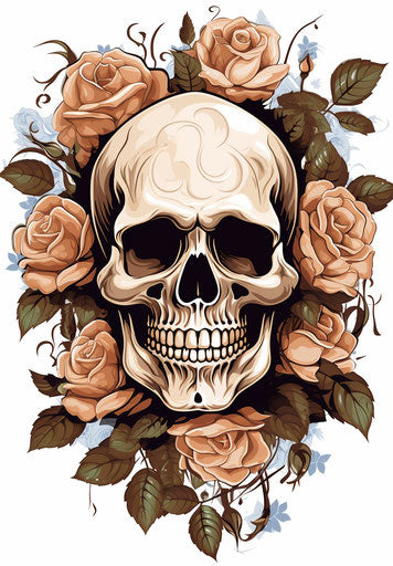 Sugar skull with roses in vector style