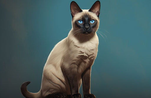Siamese cats in Tonga art style, salvagepunk, dark maroon and sky-blue