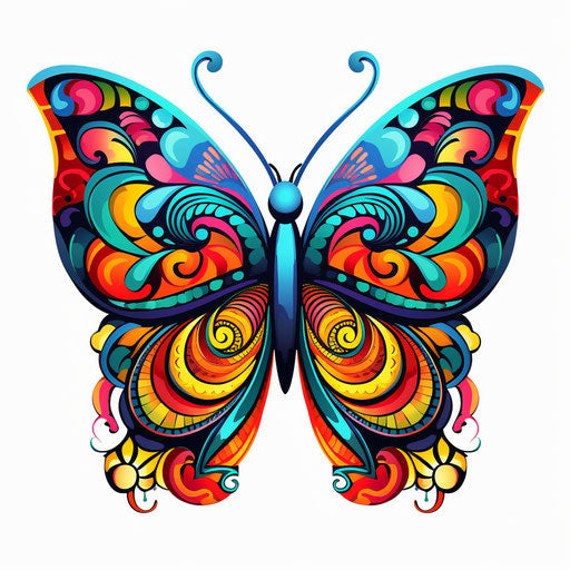 Geometric butterfly in pop art style, colorful