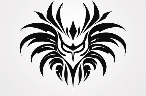 Tribal icon in black and white, avian-themed minimalism