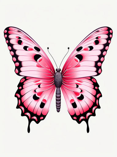 Pink butterfly with black wings and stripes