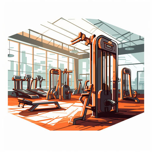 Gym clipart in the style of Chiaroscuro Art on white background