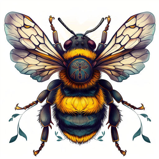 Neo-traditional bumble bee tattoo with intricate detailing