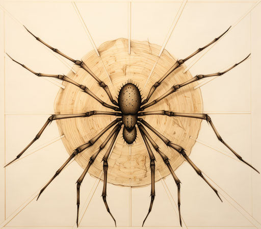 Symmetrical spider in m42 mount style, rasquache carving