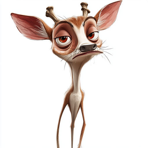 Humorous caricature of a deer with human characteristics