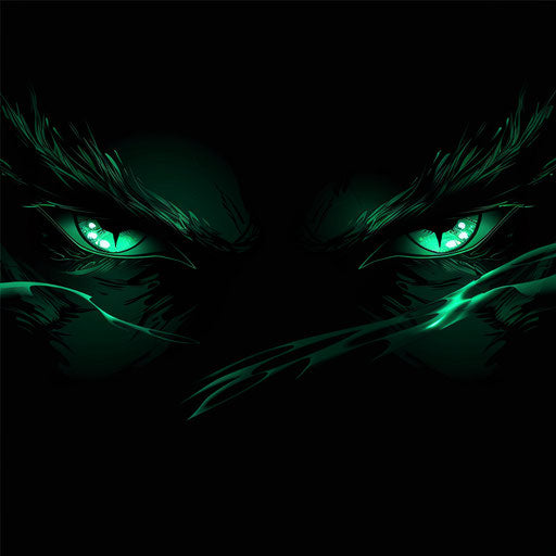 Threatening tattoo sketch of glowing eyes in the dark