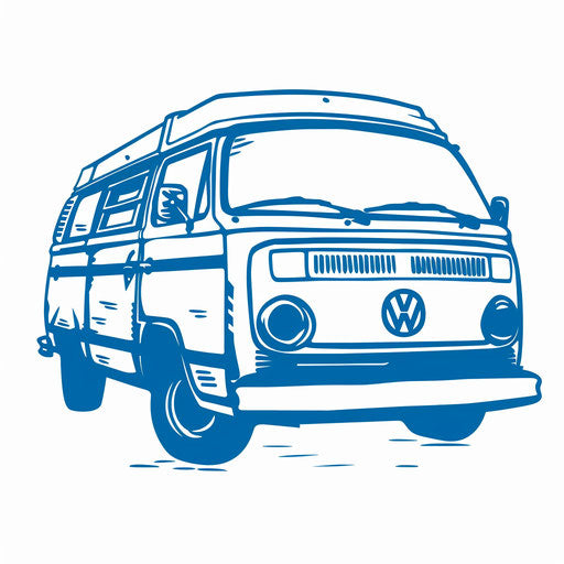 Modern Vans logo in blue and white, on minimalist white background