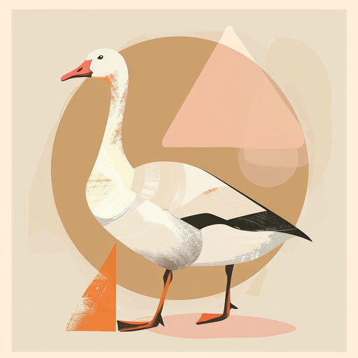 Minimalist sketch of a goose with soft pastel colors