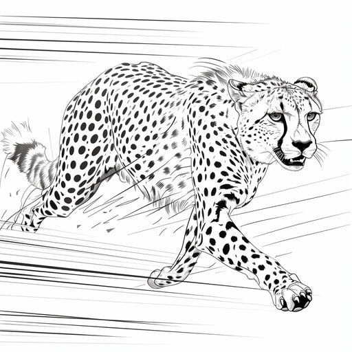 Bold cheetah running with speed lines