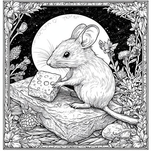 Mouse and cheese under the moonlight