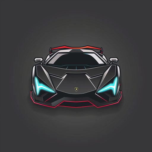 Innovative car logo with tech-inspired elements and a sleek design, on a dark gray background