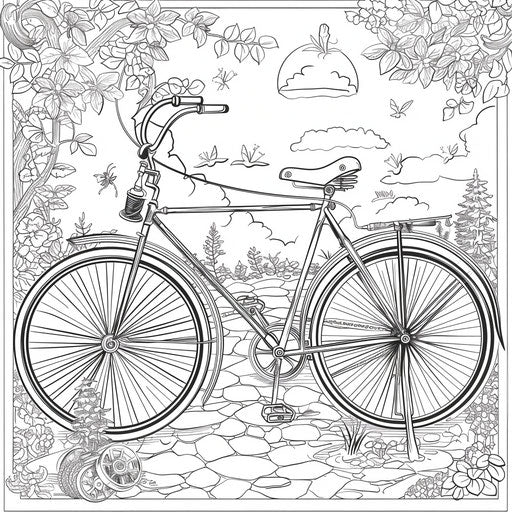 Whimsical bike with large front wheel and small back wheel