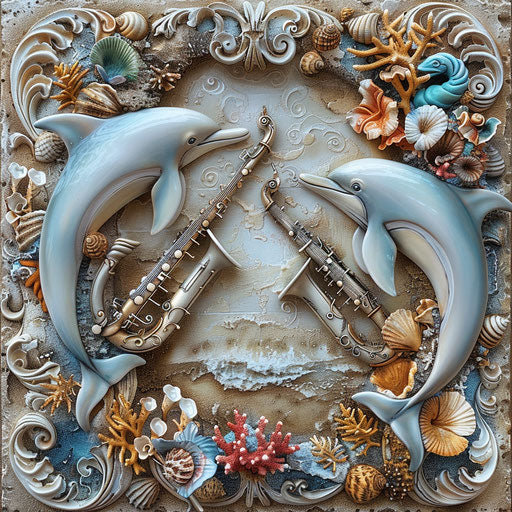 Dolphins playing underwater musical instruments