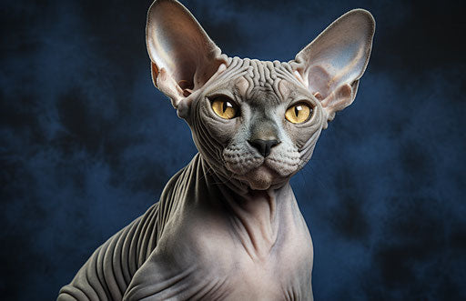 Sphynx, the perfect cat breed, in light gray and dark blue, light gray and light black 17:11