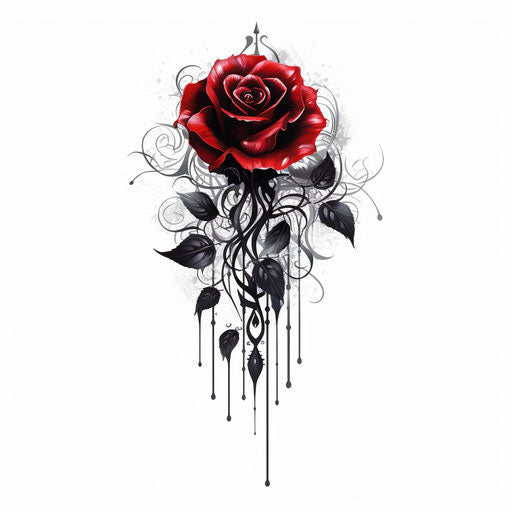 The black rose tattoo design, simplistic vector art style