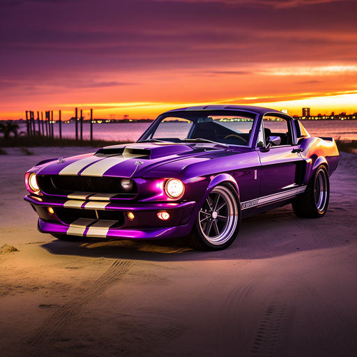 Bright purple vintage sports car