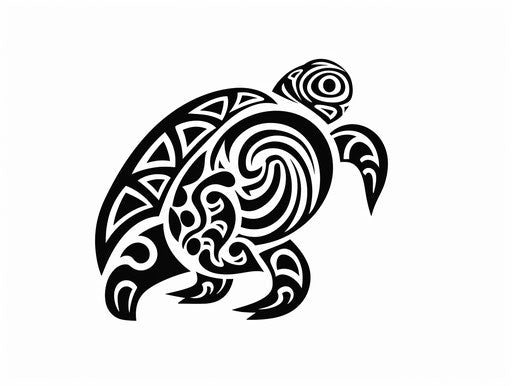 Tribal style turtle tattoo on white background