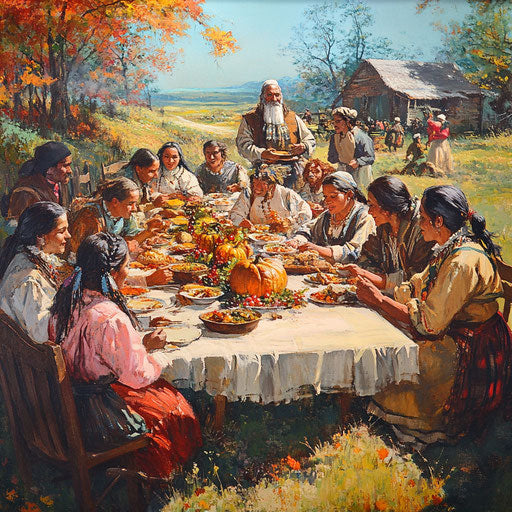 A warm moment of the first Thanksgiving