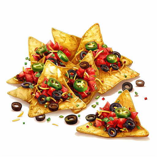 Photo-realistic nachos clipart on flat white background
