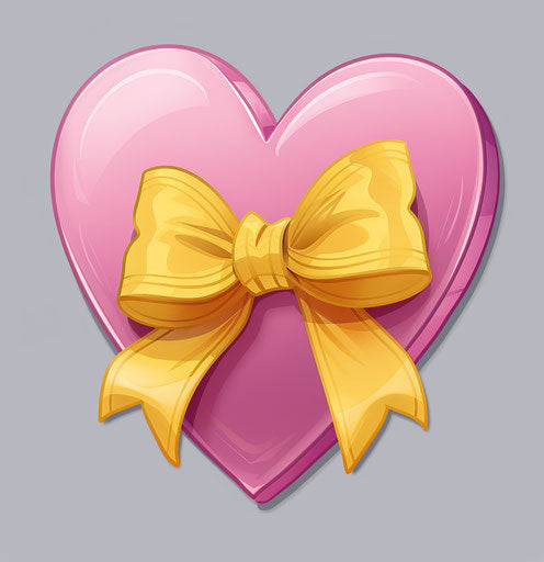 Pink heart with yellow ribbon and bow, #screenshotsaturday style