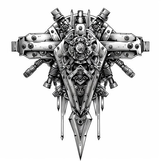 Flat industrial clipart style sketch for dark arts tattoo